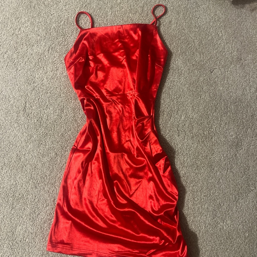 Elegant Red Satin Dress